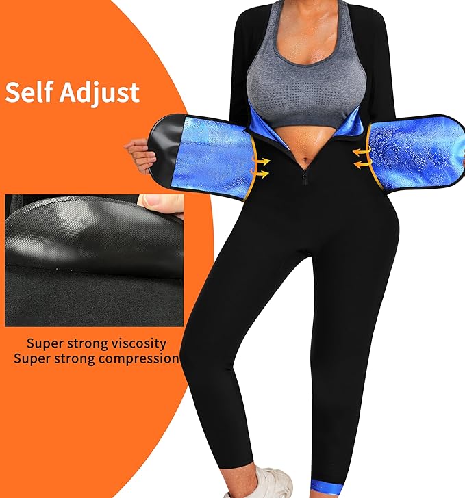 Women Sauna Suit Sweat Shirt Slimming Vest Hot Top Jumpsuit Shapewear,Armpit and Crotch Mesh