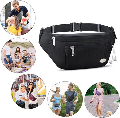 Entchin Fanny Pack for Women Men,Crossbody Belt Bag with 4-Zipper Pockets,Adjustable Waist Bag Pack,One of the Most Popular Travel Essential Gifts for Walking,Traveling,Cycling