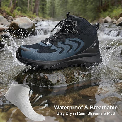 Men's Waterproof Hiking Boots Lightweight Comfortable Breathable Outdoor All-Terrain Trekking Ankle Boots