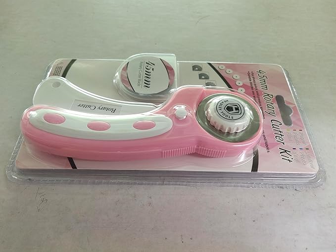 45mm Rotary Cutter with 5pcs Extra Blades, Ergonomic Handle Rolling Cutter with Safety Lock for Fabric, Leather, Crafting, Sewing, Quilting, Fabric Rotary Cutter Perfect for Left & Right Hand(Pink)