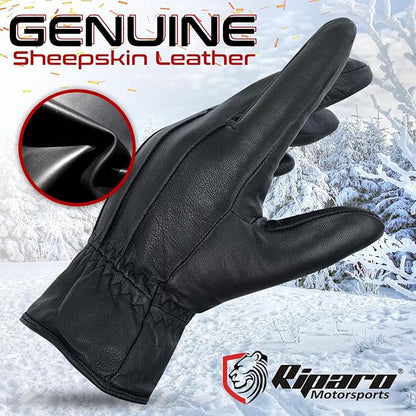 Riparo Winter Gloves for Men, Leather Winter Gloves for Cold Weather, Snow Gloves for Motorcycle Driving Hiking Outdoor