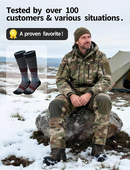 Alpaca Wool Boot Socks for Men Women, Over-The-Calf, Thick Thermal Socks for Winter Hiking, Hunting, Moisture Wicking