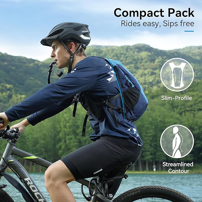 MARCHWAY Lightweight Hydration Backpack with Vest Style Straps & 2.5L TPU Water Bladder, Versatile Sleek Multi-Pocket Pack for Hiking, Cycling, Running, Backpacking, Travel