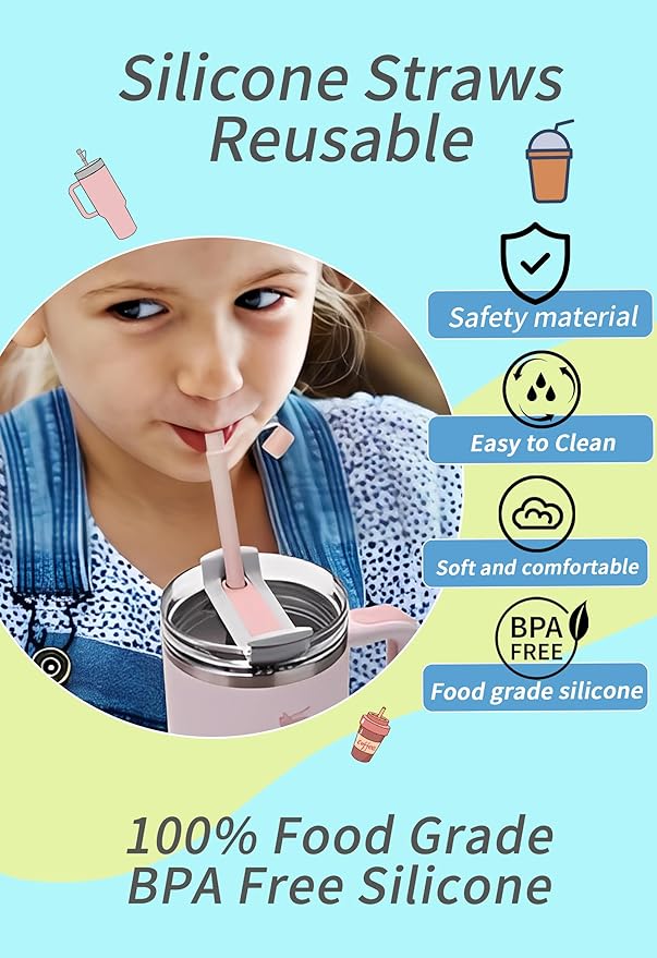 Doboli 12 Pack Replacement 12&13 inch Long Silicone Straw With Straw Cover,Compatible with Stanley 40 oz 30 oz Cup Tumbler, Reusable Straws with Cleaning Brush,for Stanley Tumbler Accessorie