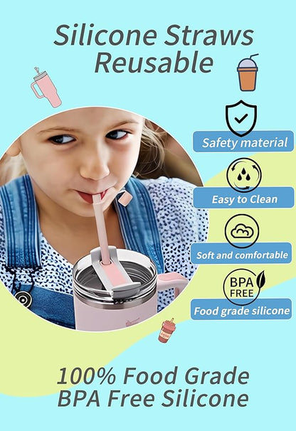 Doboli 12 Pack Replacement 12&13 inch Long Silicone Straw With Straw Cover,Compatible with Stanley 40 oz 30 oz Cup Tumbler, Reusable Straws with Cleaning Brush,for Stanley Tumbler Accessorie