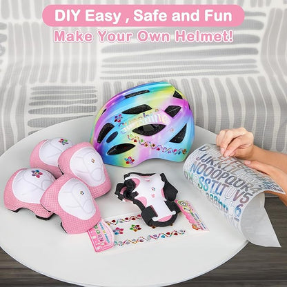 Kids Helmet 3-8 Adjustable Toddler Helmets with Kids Knee Pads and Elbow Pads Set for Cycling, Scooters, Skateboarding, Skating