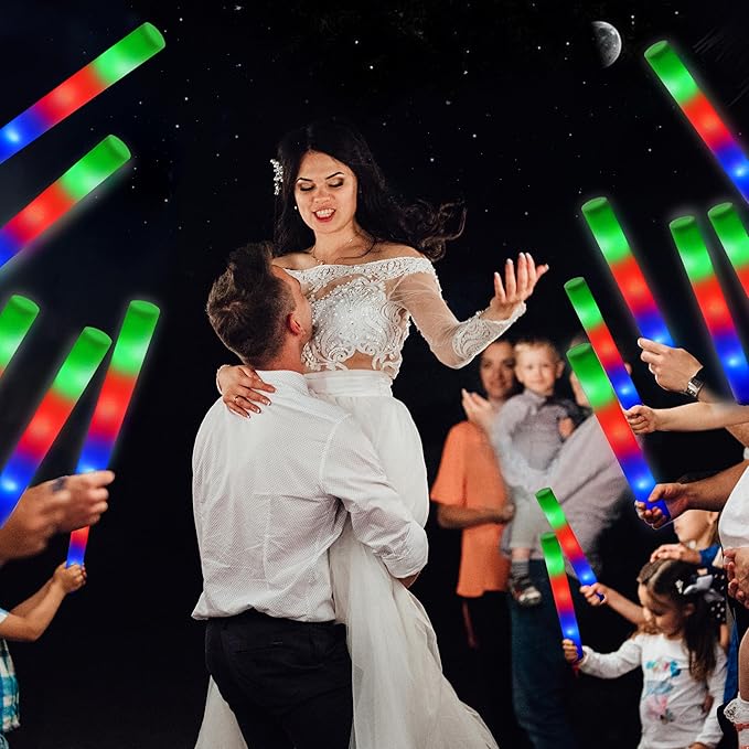 JOYIN 42 PCS LED Light Up Foam Sticks, Glow Sticks Party Favors Bulk with 3 Modes Color Flashing Glow Party Supplies for Halloween, Spooky Celebrations, Wedding, Camping, Birthday, Raves, Carnival