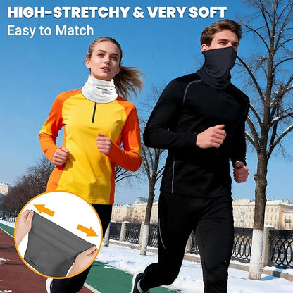 Fivali Winter Neck Warmer Gaiter: 4 Pack Windproof Face Cover Cold Weather Protection for Men Women Fleece Scarf for Skiing