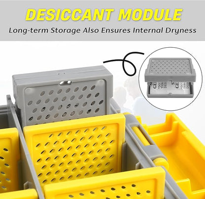 Shaddock Fishing Waterproof Tackle Box, 3700 Deep Tackle Tray Organizers Accessories Storage Gear with Removable Dividers for Freshwater Saltwater Fishing (Yellow, 3700)