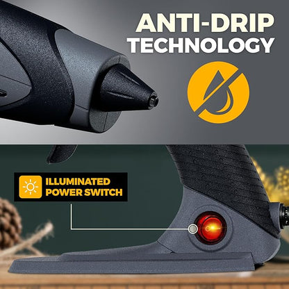 Chandler Tool Full Size Hot Glue Gun And Sticks Set for Crafts and DIY Pistola De Silicona Caliente Inalambrica Complete Heavy Duty Hot Glue Gun Kit With 10 Jumbo Glue Sticks (Grey/Black)