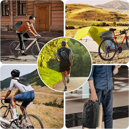 Bike Rear Rack Bag,9L PVC Waterproof Bike Trunk Bag for Road and Mountain Bikes,Bicycle Rear Seat Bag with Rain Cover Bike Saddle Bag for Cycling Trip (Brown green)