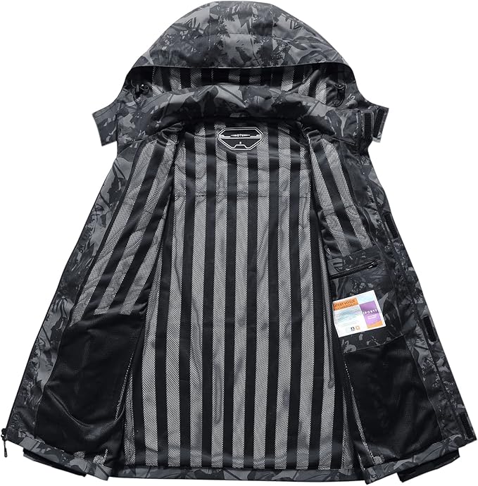 OTU Men's Lightweight Waterproof Hooded Rain Jacket Outdoor Raincoat Shell Jacket for Hiking Travel