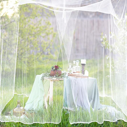 Tranqun 2 Pcs Mosquito Netting for Patio, Ultra Large Mosquito Net for Bed with 2 Side Openings 16 Hanging Loops for Camping Home Outdoor Travel Dormitory Decor(White,75 x 59 x 67 Inch)