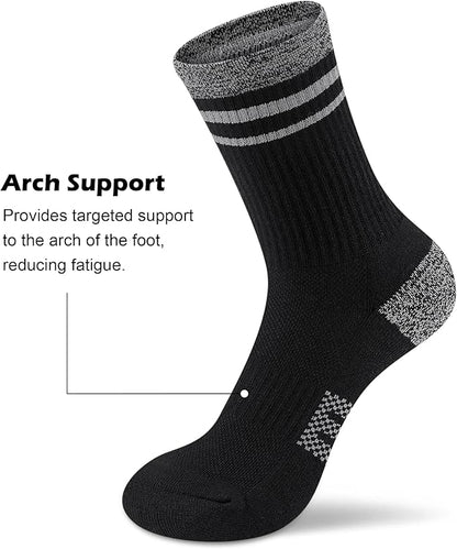 Gonii Women Athletic Crew Socks 5-6 Pairs - Comfort & Cushioned for Running, Hiking, Sports Arch Compression Socks