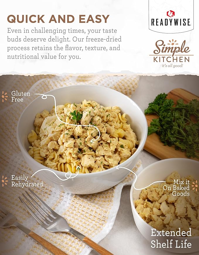 Simple Kitchen Freeze Dried Diced Chicken – 16 Servings for Family Meal Prep, Gluten Free & Dehydrated Survival Just Add Water Canned Food, for Camping Meals, Backpacking & Hiking, #10 Can Package