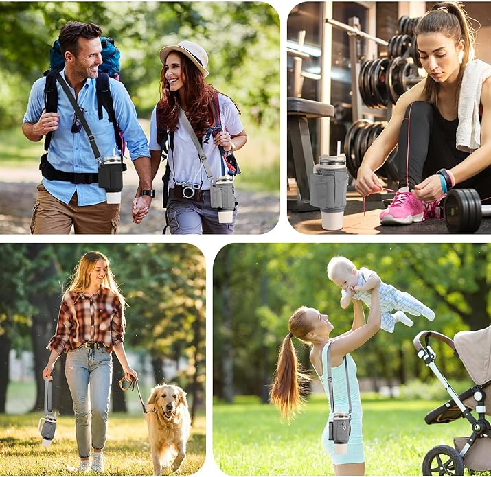 All Day Quencher Carry All for Stanley 40/30 oz Tumbler, Crossbody Bag with Phone Holder & Strap, Water Bottle Carrier Bag