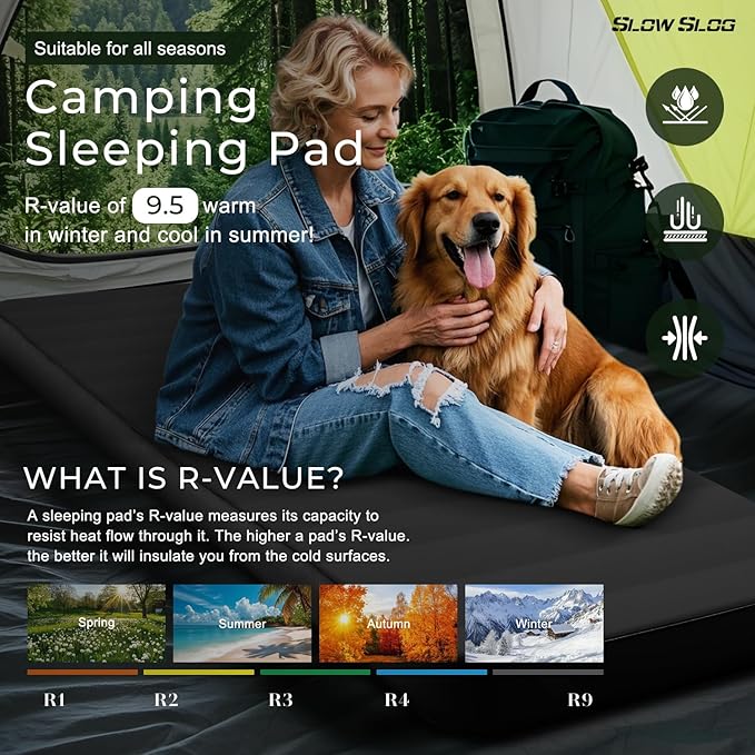 Self-Inflating Sleeping Pad with Portable Electric Air Pump, 4in Thick Memory Foam Camping Mattress for Tent Cot & Car Travel, Fast Inflate & Deflate Camping Pad