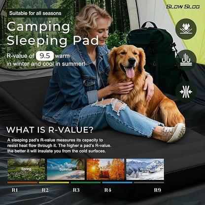 Self-Inflating Sleeping Pad with Portable Electric Air Pump, 4in Thick Memory Foam Camping Mattress for Tent Cot & Car Travel, Fast Inflate & Deflate Camping Pad