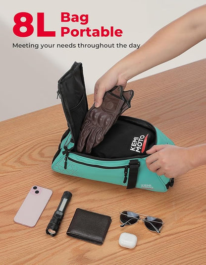 KEMIMOTO Rear Bike Rack Bag - 8L PVC Water Resistant Ebike Bags for Bicycle Rear Rack, Bicycle Trunk Pannier for Commuter Travel Shopping and Cycling (Green)