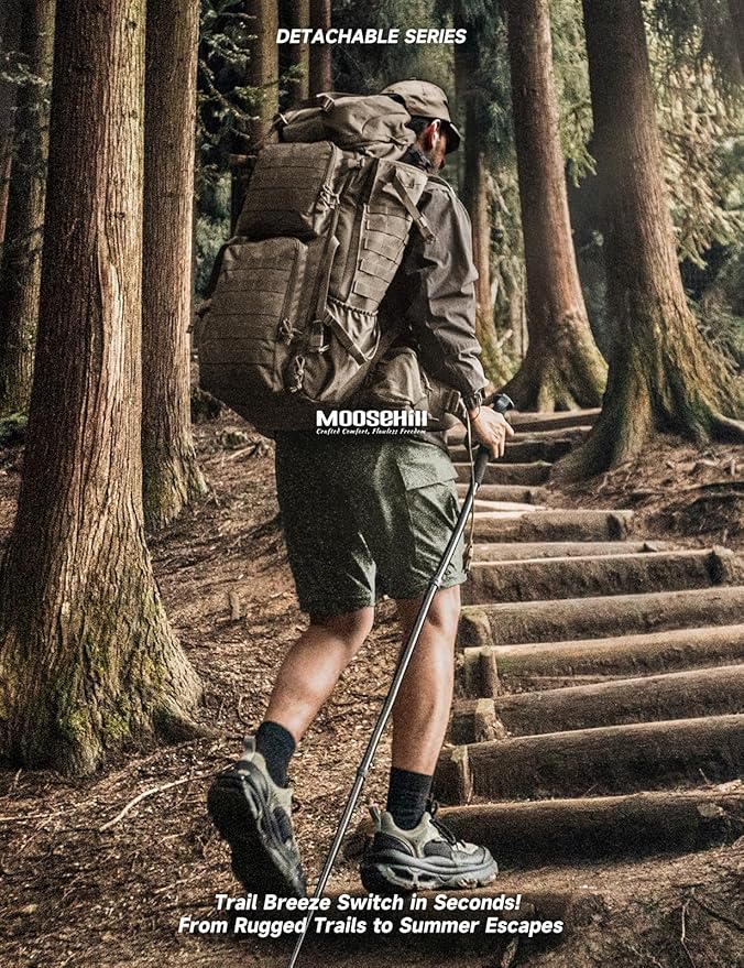 Moosehill Men's-Hiking-Pants Convertible Quick-Dry Water-Resistant Lightweight Zip-Off Outdoor with 5 Deep Pockets