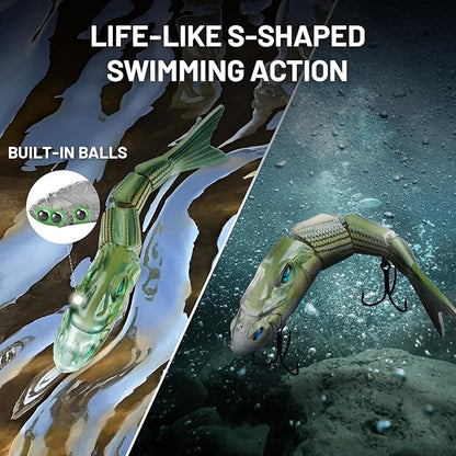 Handing Swimbaits for Bass Pike Walleye, 3 Pieces Lifelike Multi-Jointed Fishing Lures with Mustad Hooks, Fishing Bait for Freshwater and Saltwater