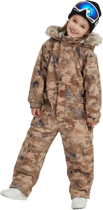 Kids Girls Boys Waterproof Colorful One Piece Snowsuits Coveralls Ski Suits Jackets Winter Jumpsuits