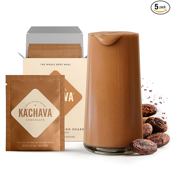 Ka’Chava Whole Body Meal Shake Chocolate – Vegan Protein Powder with 85+ superfoods and ingredients – Plant-Based Meal Replacement with Probiotics & Digestive Enzymes – 5 Sachets Travel Pack (5 Servings)