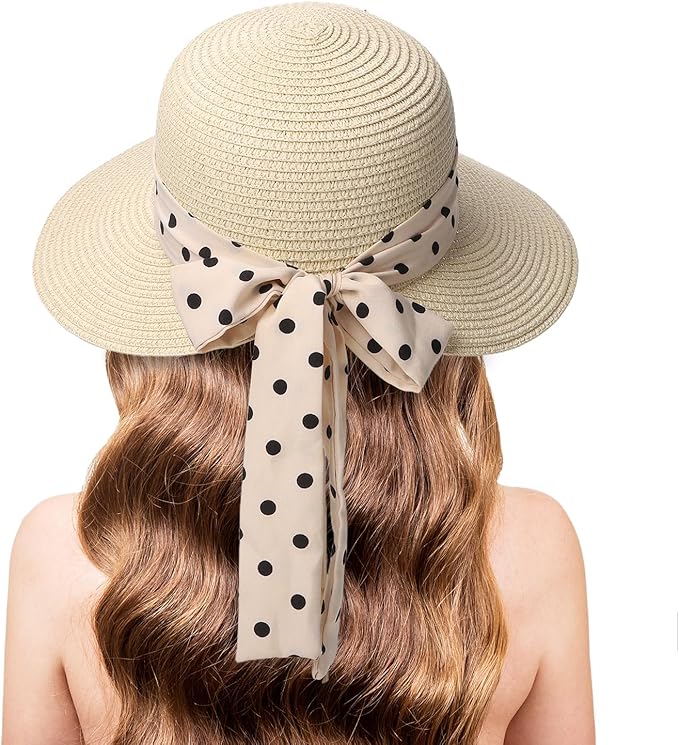 Beach Hats for Women Oversize Wide Brim Straw Sun Hat Foldable UV Protection Hat for Travel