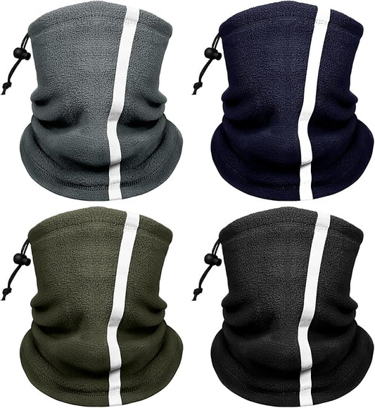 Winter Neck Warmer Gaiter for Men: 4 Pack Reflective Face Mask Cover Hi Vis Balaclava for Outdoor Work Sports Safety