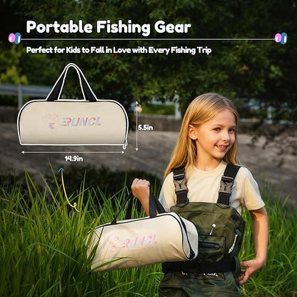 RUNCL Kids Fishing Pole and Reel Combo Kit - 4.9FT Telescopic Fishing Rod with Spincast Reel, Tackle Box, Hat, Sunglasses, Travel Bag - Easy Fishing Kit for Kids Ages 3-12, Youth Beginner