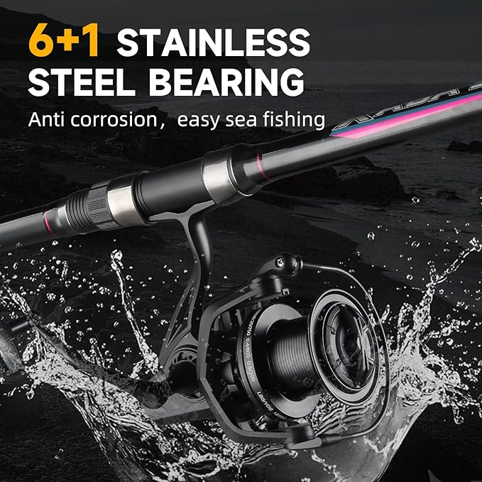 HAUT TON Spinning Reel 8000/9000/10000/12000/14000,6+1BB Metal Surf Fishing Reels,4.8:1 Gear Ratio 55lbs Drag Heavy Long Casting Inshore Saltwater Monster Fish