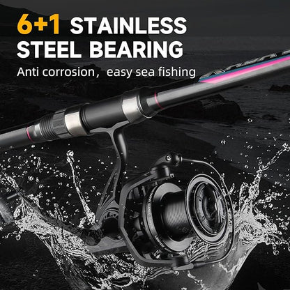 HAUT TON Spinning Reel 8000/9000/10000/12000/14000,6+1BB Metal Surf Fishing Reels,4.8:1 Gear Ratio 55lbs Drag Heavy Long Casting Inshore Saltwater Monster Fish