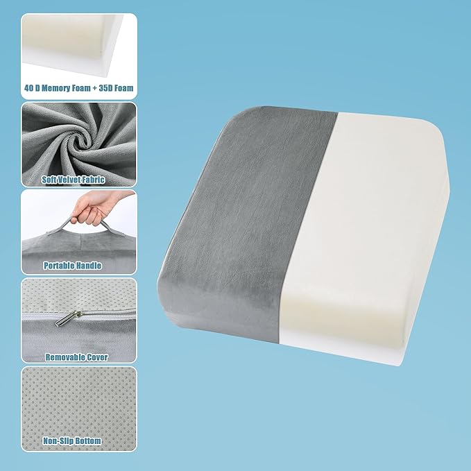 HOMBYS Extra Thick Seat Cushions for Office Chair,Adult Booster Seat for Car,Memory Foam Car Cushion for Height,Chair Cushions for Elderly Wheelchair,Desk Chair Seat Cushion (Dark Grey)