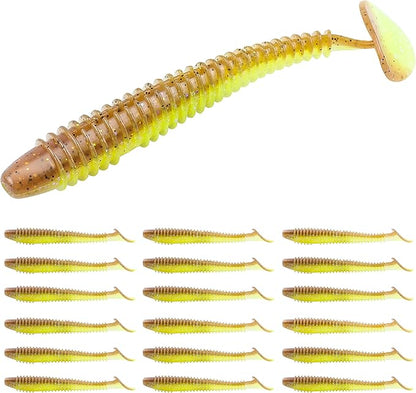 RUNCL Swimbaits Paddle 10/20/30/40PCS, 5/4/3/2 Inchs Paddle Tail, Soft Lure for Trout Crappie Bass, Durable Plastic Bait Swimmer for Saltwater/Freshwater, Fishing Lover's Gift