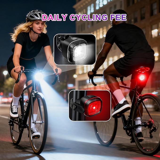 Bicycle Front and Rear Lights,Bike Light, Type-C Rechargeable, Flashing Light，Suitable for Night Riding, Cycling，Bike Headlight &Taillight for Men Women Girls Kids Road Mountain