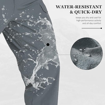 Mens Hiking Pants Convertible Lightweight Quick Dry Zip Off Waterproof Outdoor Travel Fishing Hunting Pants