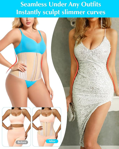 Short Torso Waist Trainer for Women Lower Belly Fat, Workout Fajas Colombianas Waist Cincher Corset