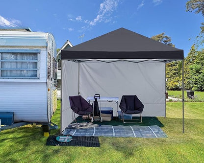 ABCCANOPY Easy Pop up Canopy Tent with 2 Sidewalls for Outdoor Sun Blocking or Rain Protection, 8x8, Black