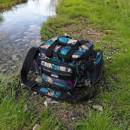 Goture Fishing Tackle Bag, Soft Side 600D Water-Resistant Cross Body Sling Fishing Bag, Small Saltwater Gear Storage Tactical Bags Store Up to 3 3600 Tackle Boxes(Not Included),14.96"x9.06"x7.48"