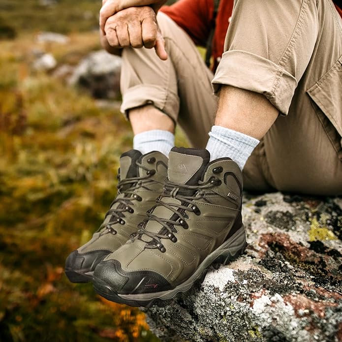 NORTIV 8 Men's Ankle High Waterproof Hiking Boots Outdoor Lightweight Shoes Trekking Trails Armadillo