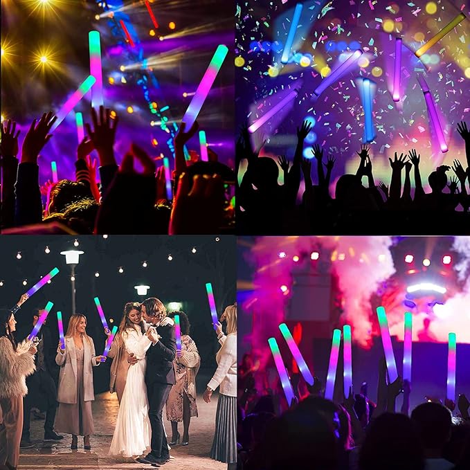 Foam Glow Sticks Bulk 160 PCS,3 Modes Flashing LED Light Sticks Glow in The Dark Party Supplies Light Up Toys for Party Wedding Birthday Concert Halloween Christmas