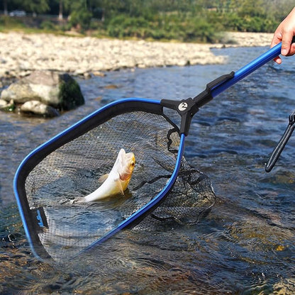 Floating Fishing Net Fish Landing Net, Fishing Nets for Fish, Kayak Fishing Net with Third-gen Upgrade Locking Switch - Lightweight Rubber Coated Fish Net for Easy Catch & Release