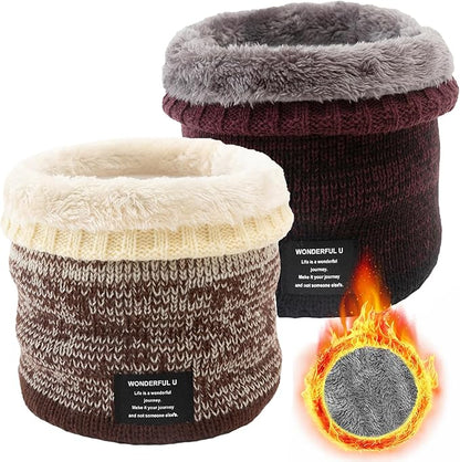 Winter Fleece Neck Warmer Mens Ski Mask Face Warmer Neck Gaiter Neck Scarf Women Thick Windproof 2 Pack