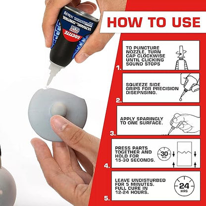 Loctite Super Glue Ultra Gel Control, Clear, 0.14 fl oz Bottle, 1 Pack - Superglue for Plastic, Wood, Metal, Crafts & Repair, Cyanoacrylate Adhesive Instant Glue, Quick Dry