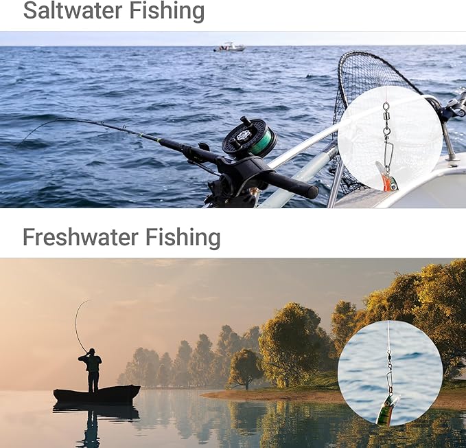 QISHUO Barrel Stainless Snap Swivels Strength Saltwater Lure Connector Fishing Steel Clips Fishing Swivel Rolling Black Nickel