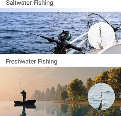 QISHUO Barrel Stainless Snap Swivels Strength Saltwater Lure Connector Fishing Steel Clips Fishing Swivel Rolling Black Nickel