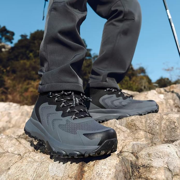 Men's Waterproof Hiking Boots Lightweight Comfortable Breathable Outdoor All-Terrain Trekking Ankle Boots