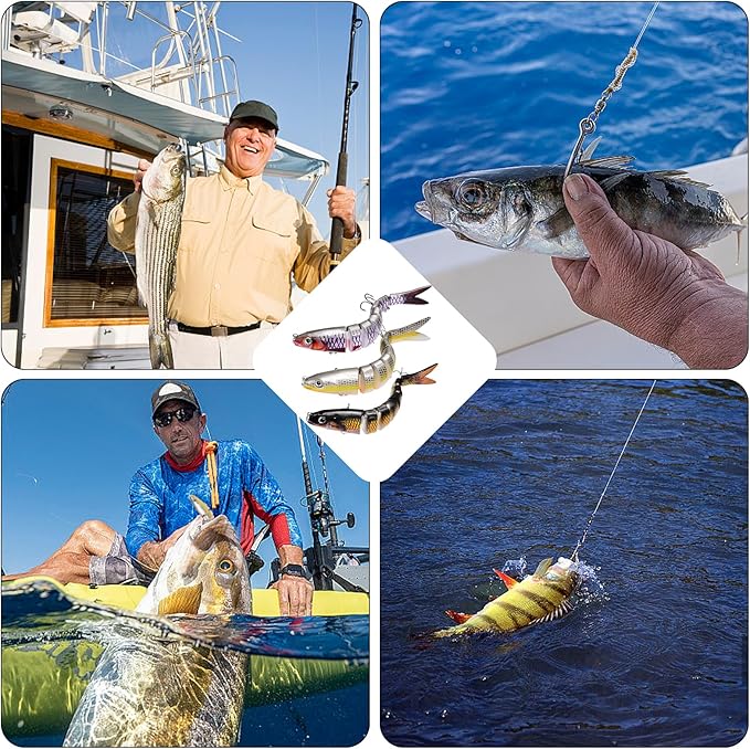 Fishing Lures for Bass Trout Topwater Multi Jointed Swimbaits Slow Sinking Bionic Swimming Lures Bass Freshwater Saltwater Bass Lifelike Fishing Lures Kit