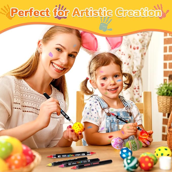 80 Colors Dual Tip Acrylic Paint Markers Automatic Ink Control Acrylic Paint Pens, Fine & Brush Tip Acrylic Markers Set for Christmas Decorations, Glass, Stone, Wood, DIY & Art Supplies