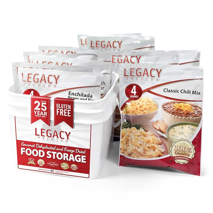 Legacy Food Storage Gluten Free 3 Day Kit, Emergency Food Supply, 12,080 Total Calories, 32 Large Servings, Shelf Stable, Freeze Dried Survival Meals for MRE Camping, Hiking, & Backpacking
